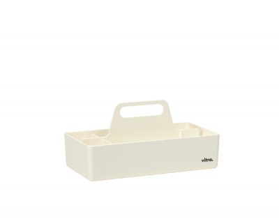 Vitra Toolbox in Weiss, eine praktische Organisationsbox mit Griff für Büro, Werkstatt oder Zuhause.