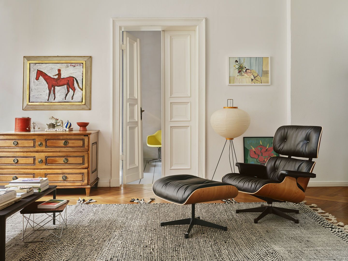 Eames Lounge Chair & Ottoman fauteuil VOORKEURSCOMBINATIE Premium leer Vitra kersenhout naturel