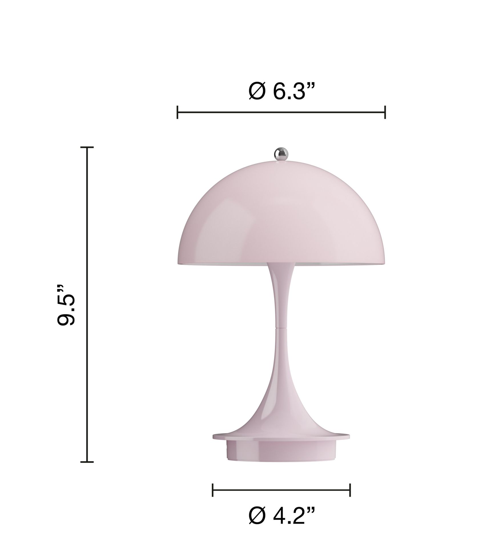 Panthella Portable V3 rosa: Akku LED-Tischleuchte für Innen und Außen von Louis Poulsen.