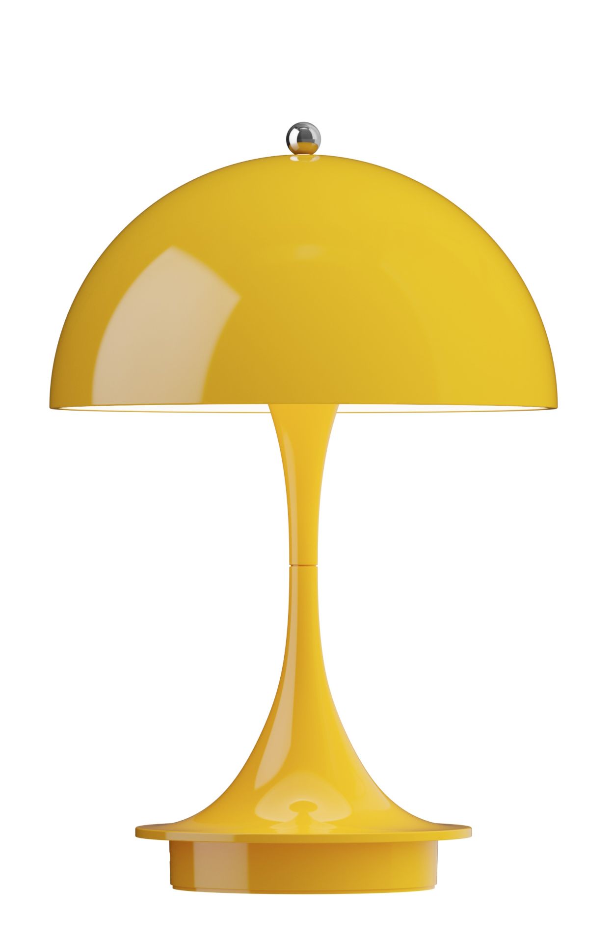 Gelbe Panthella Tischleuchte von Louis Poulsen, Akku-betriebene LED Lampe für Innen und Außen.