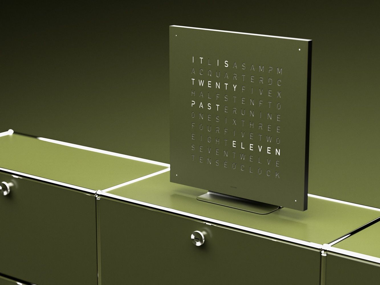 Earth 45 Steel Series Wandklok / Tijdsobject Duits QLOCKTWO