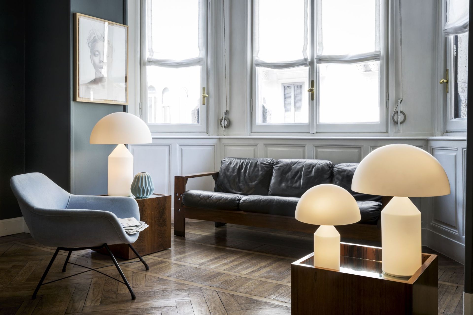 Atollo tafellamp van glas van Oluce