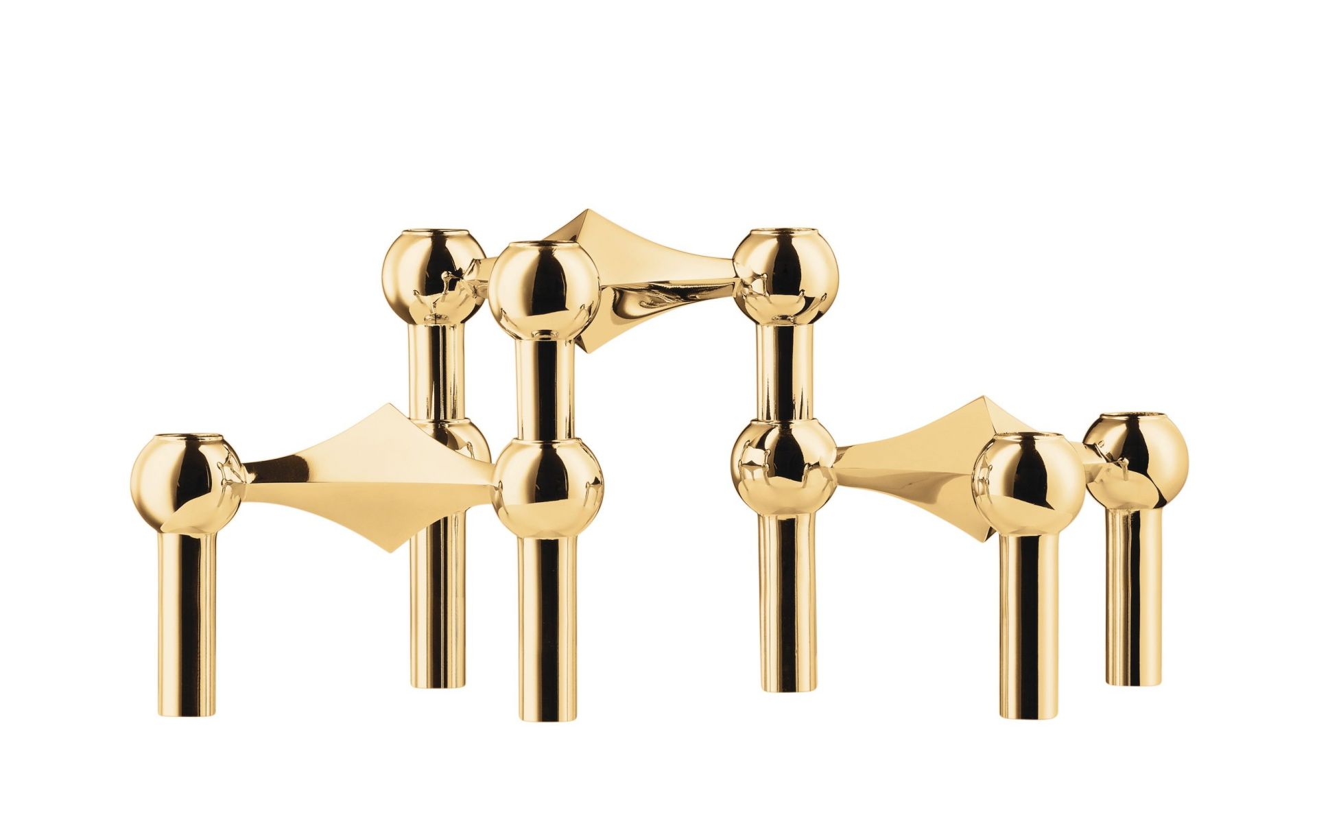 Kerzenständer 3er Set aus Messing mit modernem Design für stimmungsvolle Beleuchtung.