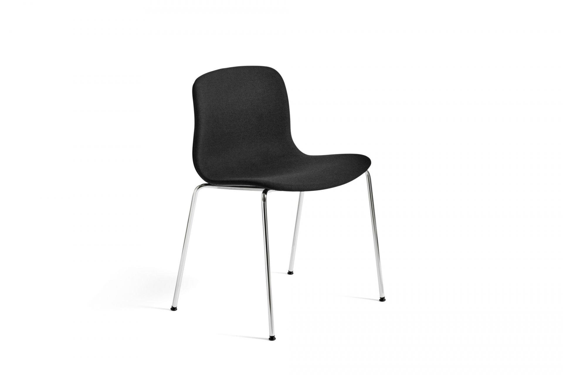 Schwarzer About a Chair AAC 17 Stuhl von Hay mit Vollpolster und Chromgestell.