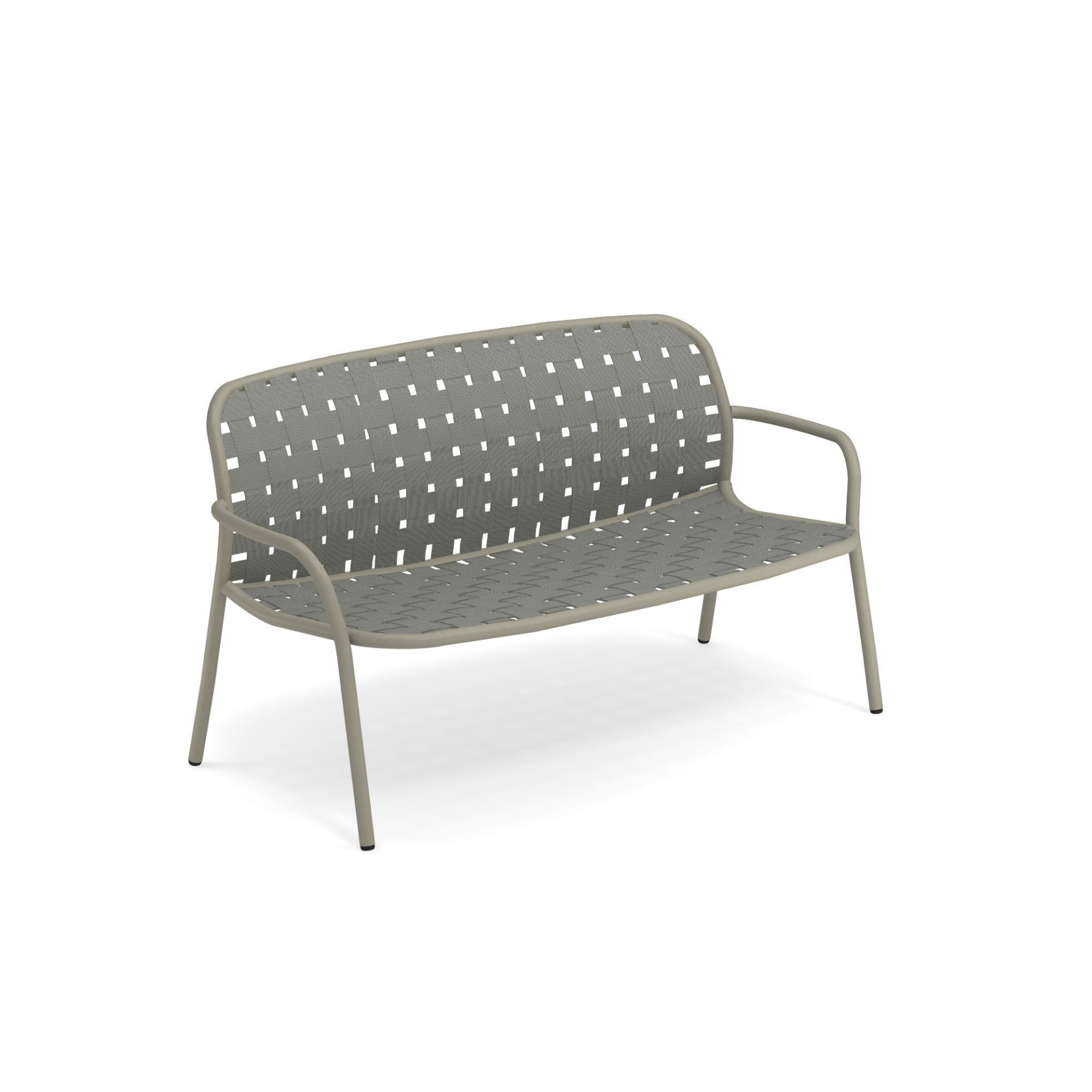 Emu Yard Sofa 2-Sitzer Bank in Taupe: Moderne Outdoor Bank mit wetterfestem Textilgewebe.
