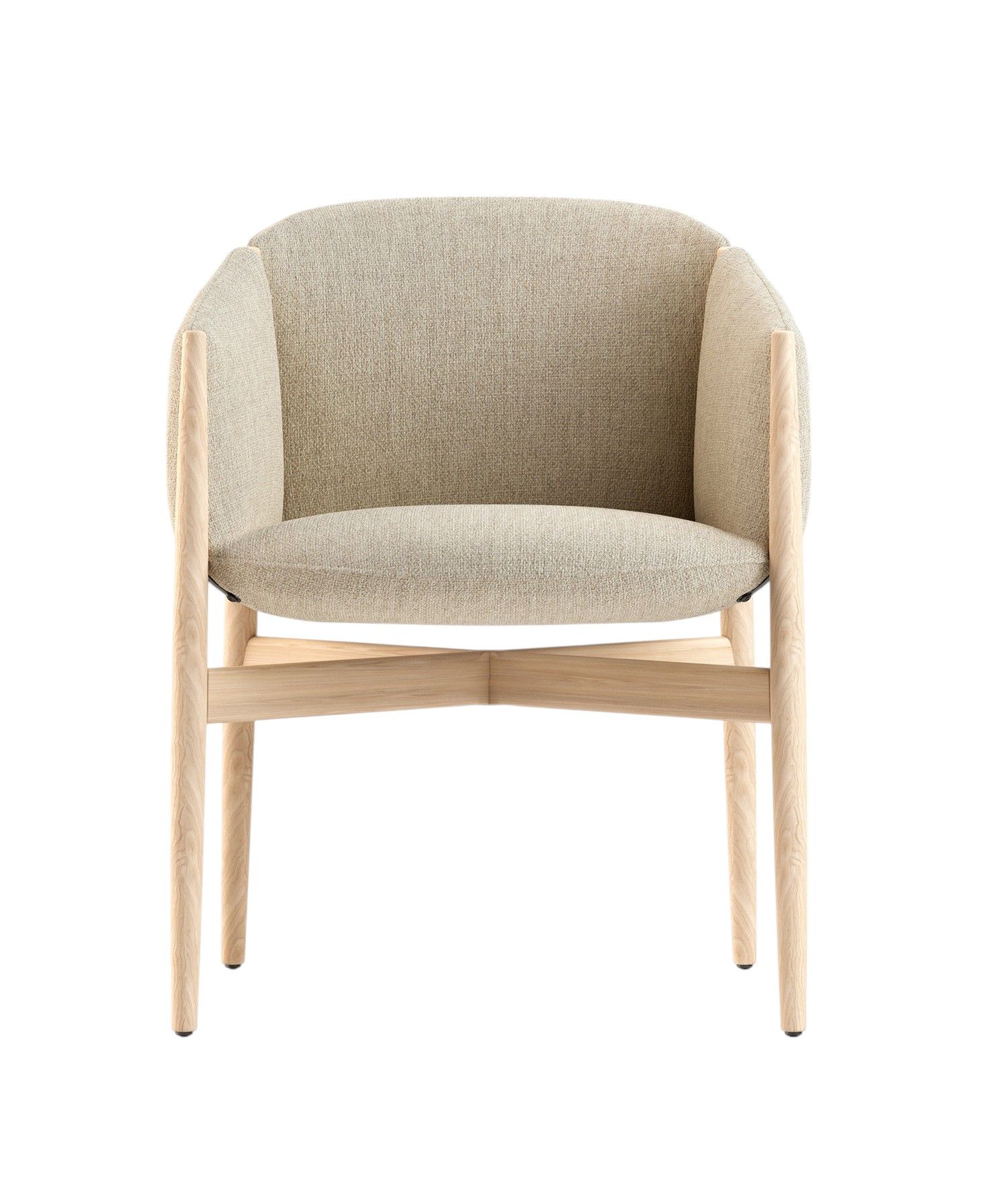 Kagu-stoel met armleuningen, houten frame, Cor