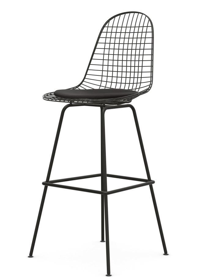 Eames Wire Bar Stool hoge barkruk met zitkussen van Vitra