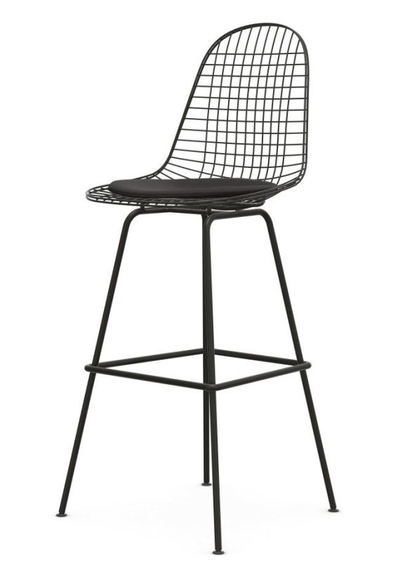Eames Wire Bar Stool hoge barkruk met zitkussen van Vitra