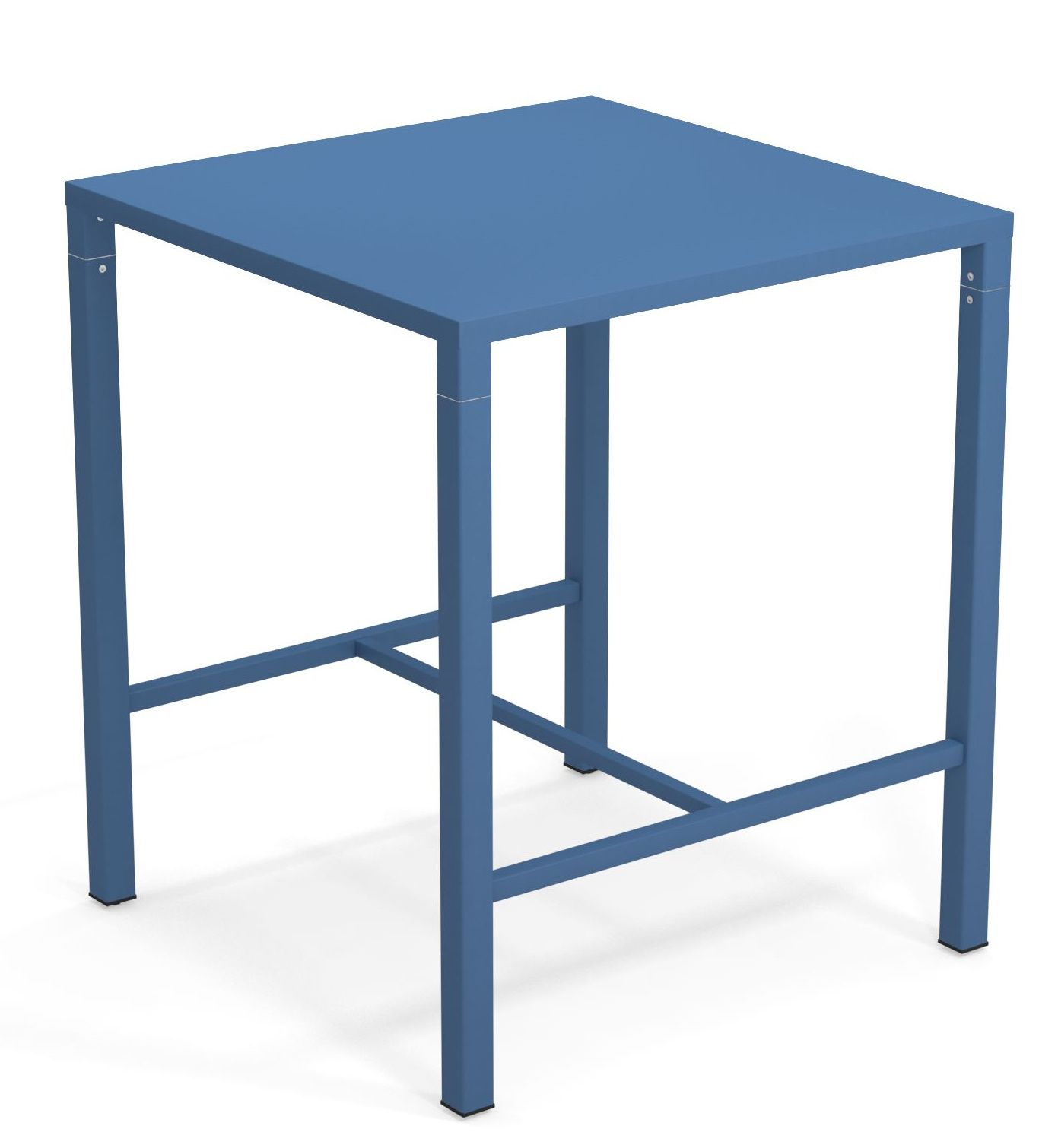 Blauer Nova Hochtisch von Emu für den Außenbereich, quadratisch und modern designt.