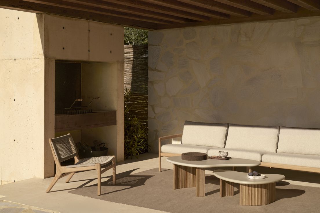 Boomerang Outdoor salontafel beton/teak Ethnicraft