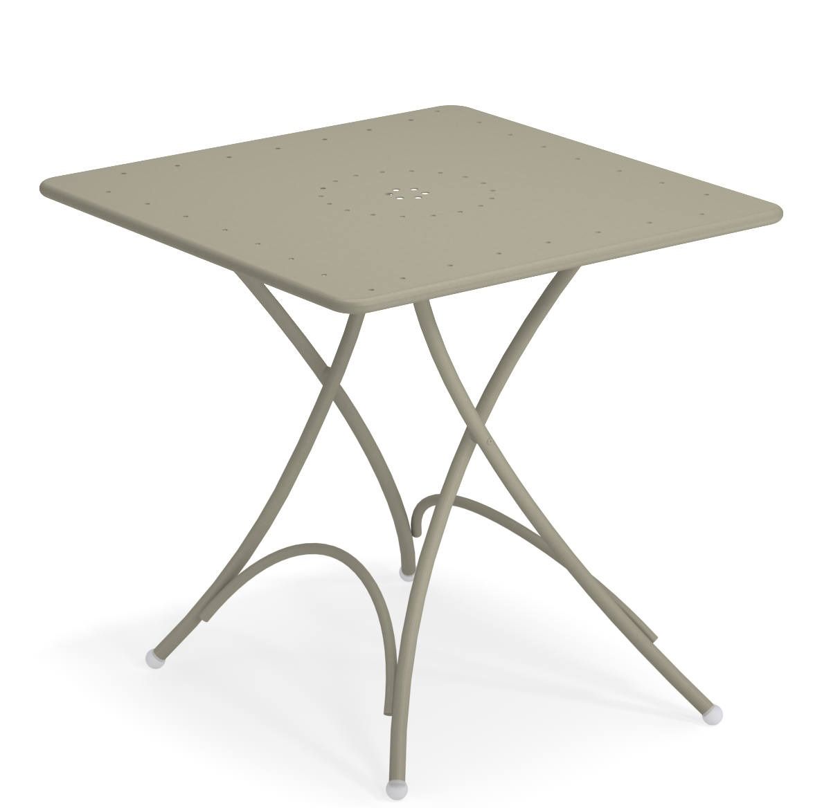 Pigalle Klapptisch von Emu für den Außenbereich, quadratisch, aus Metall in Taupe.