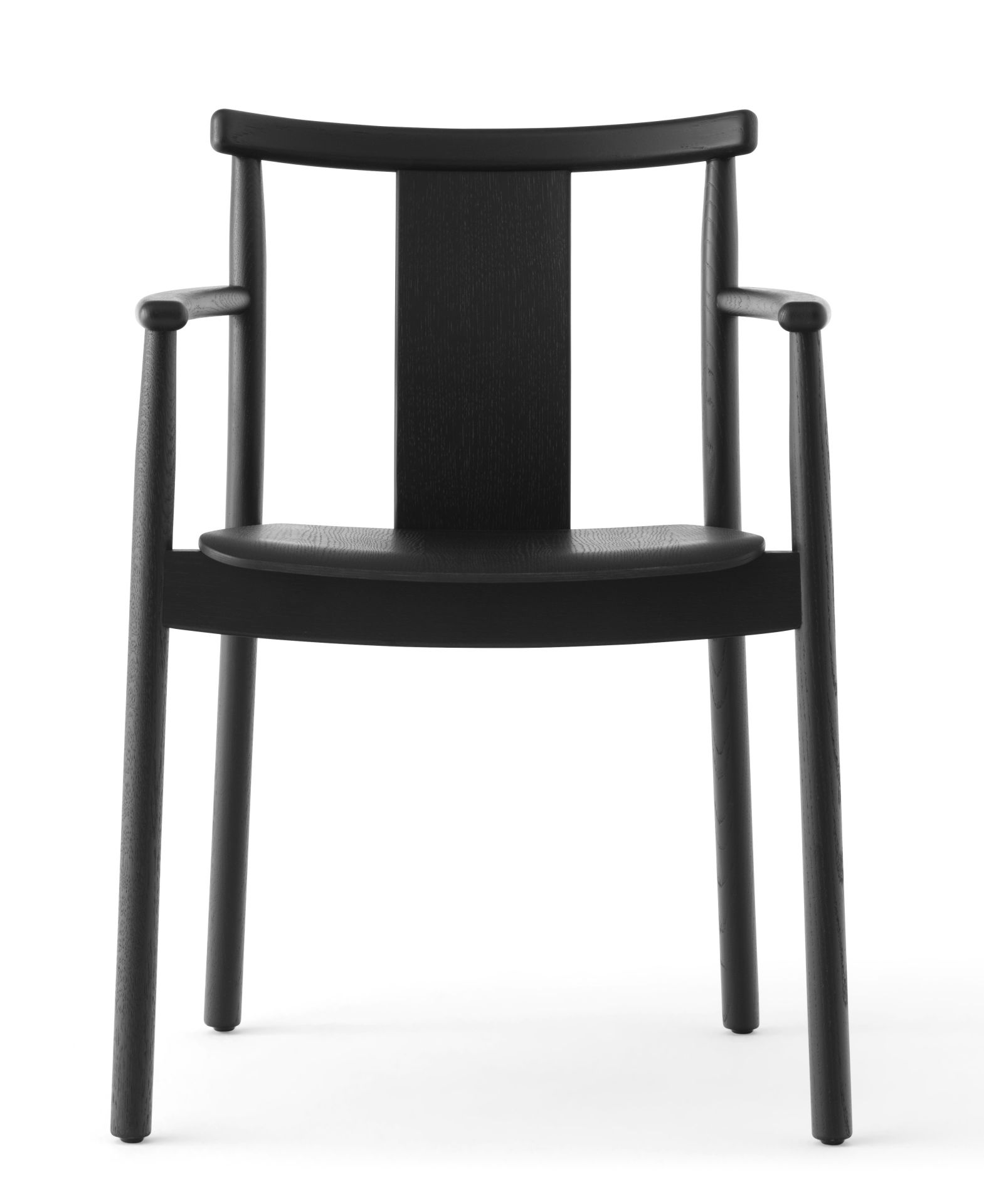 Merkur Dining Chair Stuhl von Audo Copenhagen, schwarzer Holzstuhl mit Armlehnen für Esszimmer.