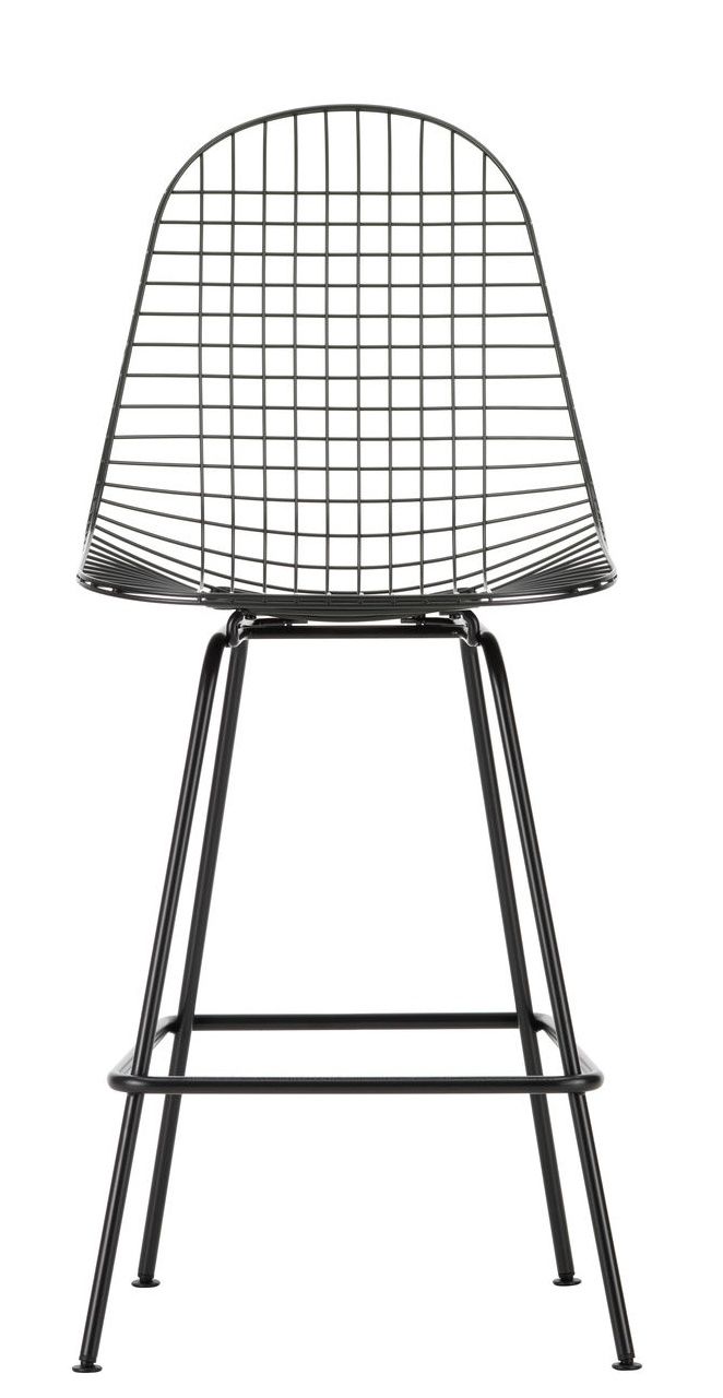 Eames Wire Bar Stool von Vitra, schwarzer Design-Barhocker mit Drahtgestell und Fußstütze.