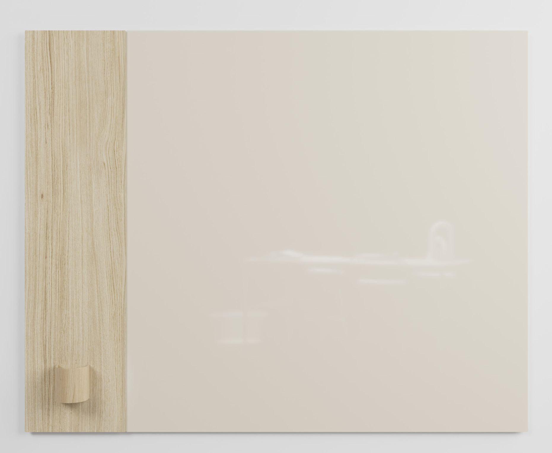 Chat Board Classic Crafted Wandtafel: Magnetische Glastafel in Beige mit Holzdetail und Stifthalter.