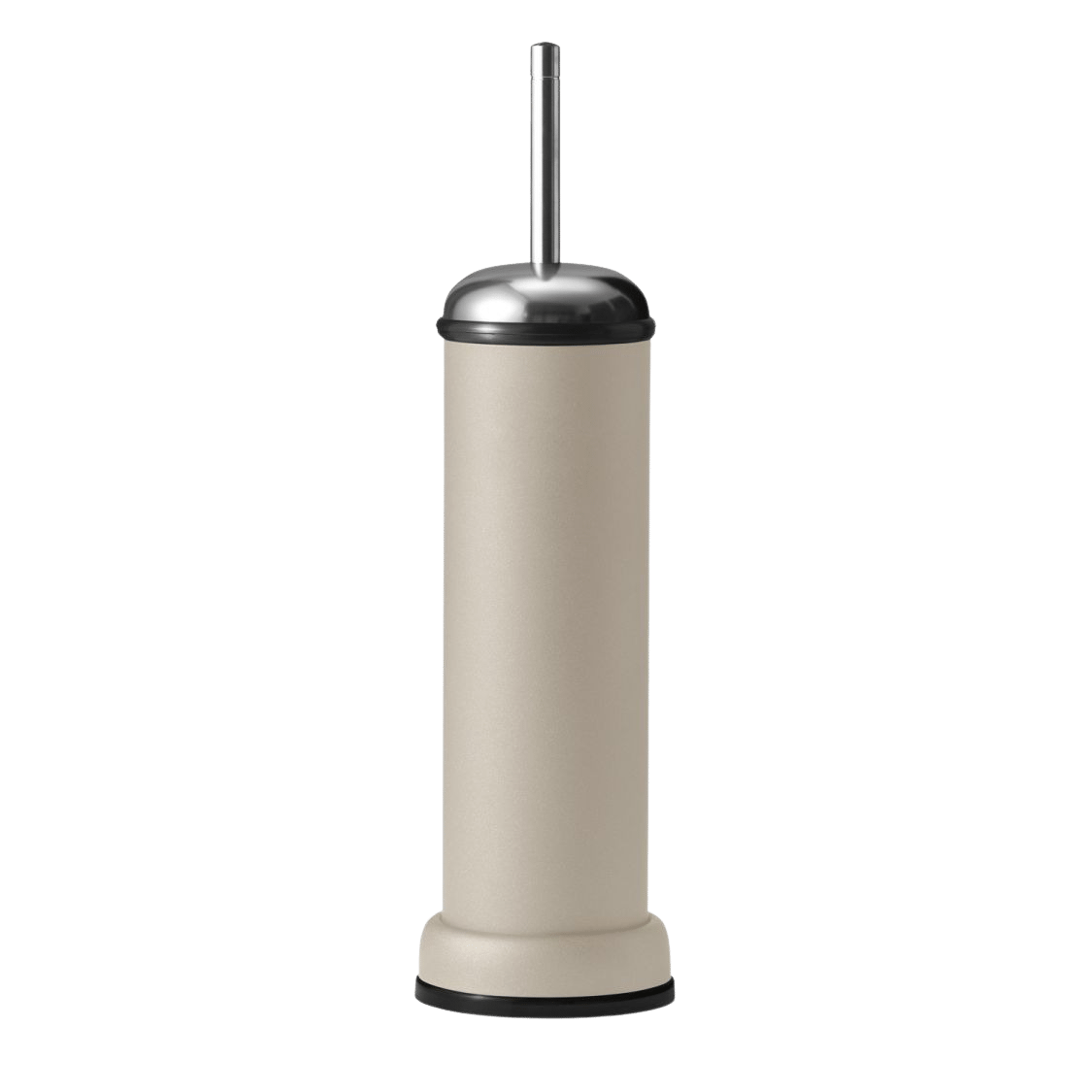 Beige Vipp WC-Bürste mit Edelstahlgriff und Zylinderform für moderne Badezimmer, freistehend und hygienisch.
