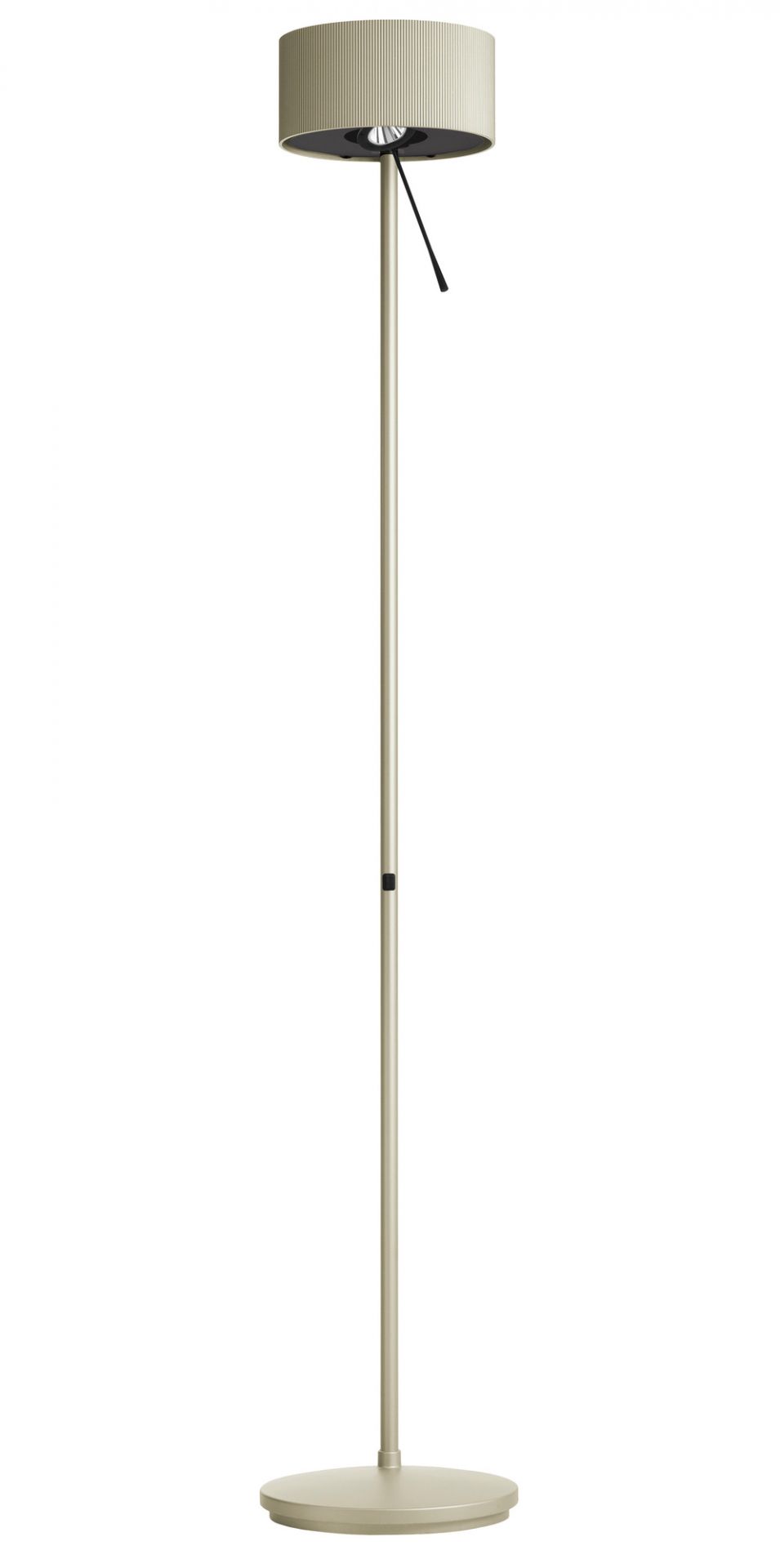 Diogenes LED Stehleuchte Belux in Goldgrau: Moderne Stehlampe mit geriffeltem Lampenschirm für Wohnzimmer.