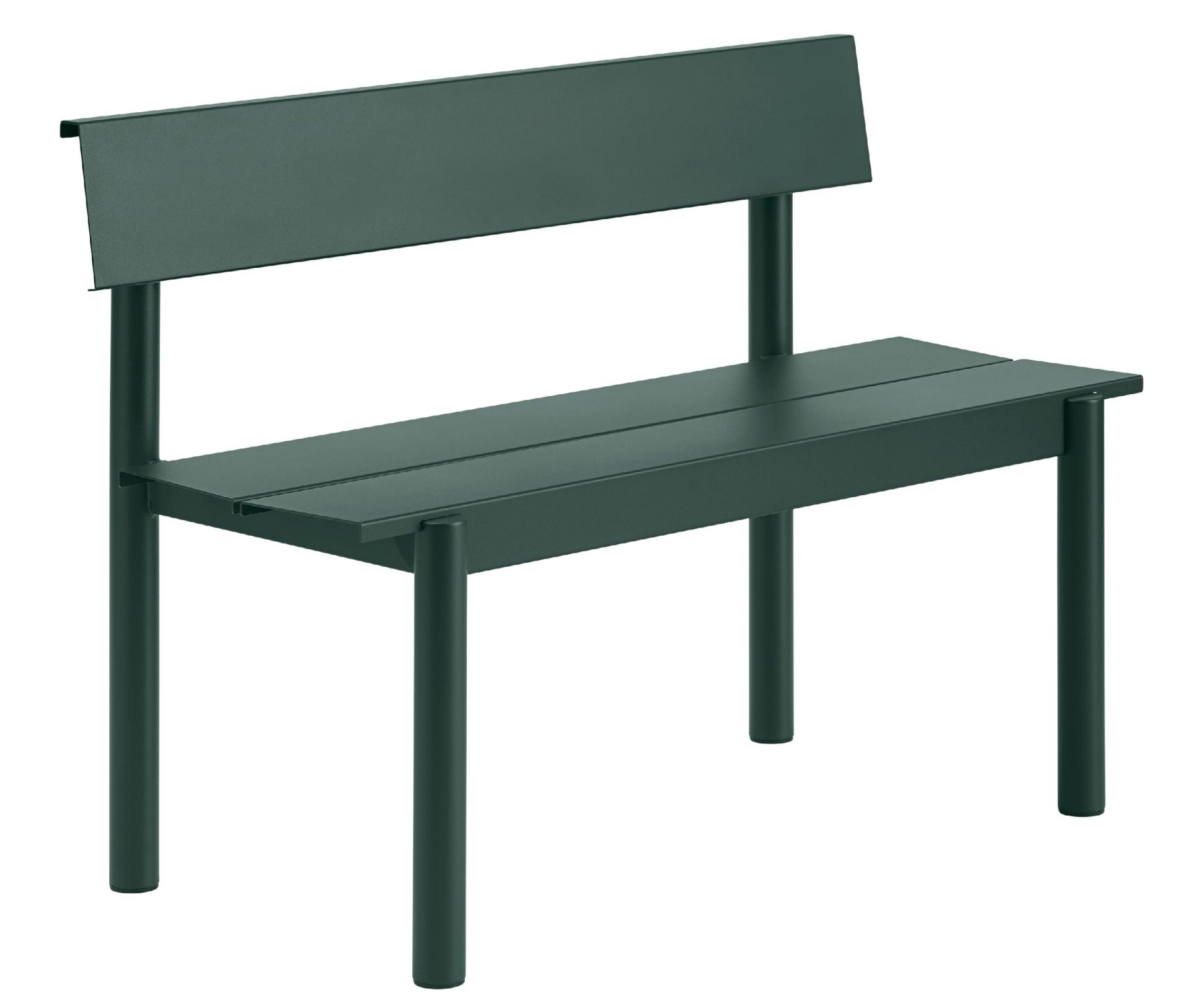 Linear Steel Bench: buitenbank met rugleuning 110 x 34 cm Muuto