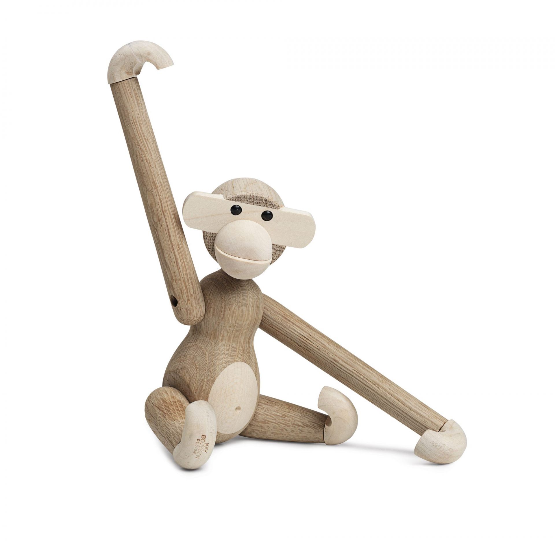 Kay Bojesen Affe Holzfigur aus Eiche und Ahorn, kleine Ausführung, sitzend.