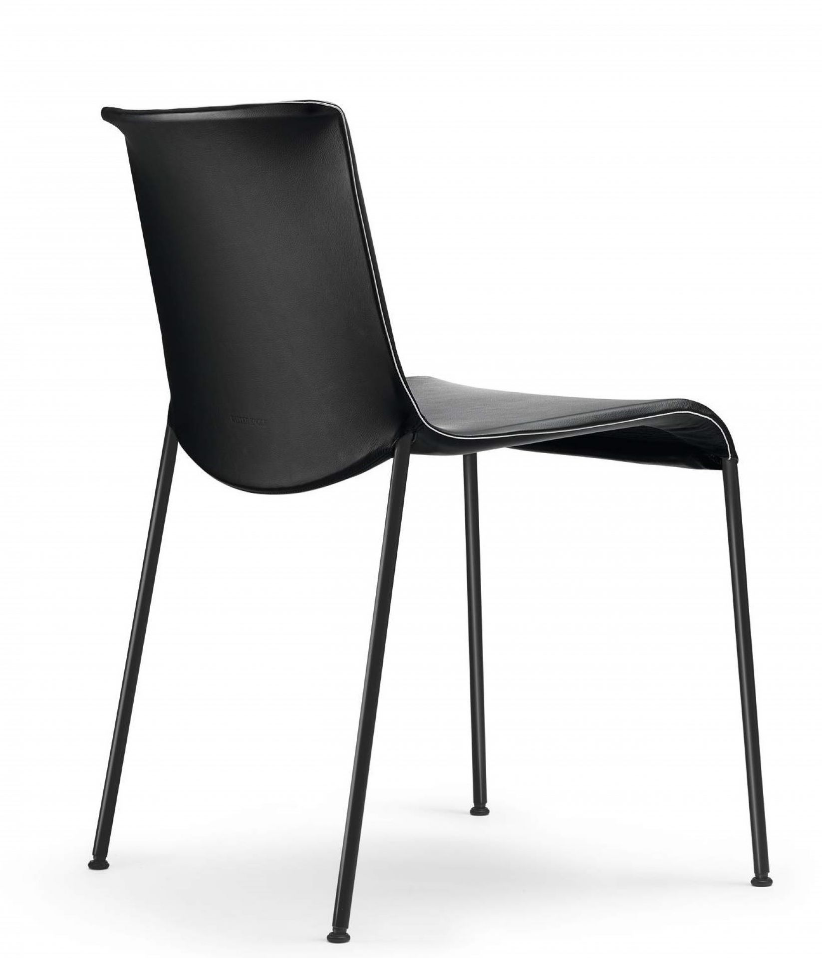 Schwarzer Liz Stuhl von Walter Koll mit minimalistischem Design und filigranem, schwarzem Metallgestell.