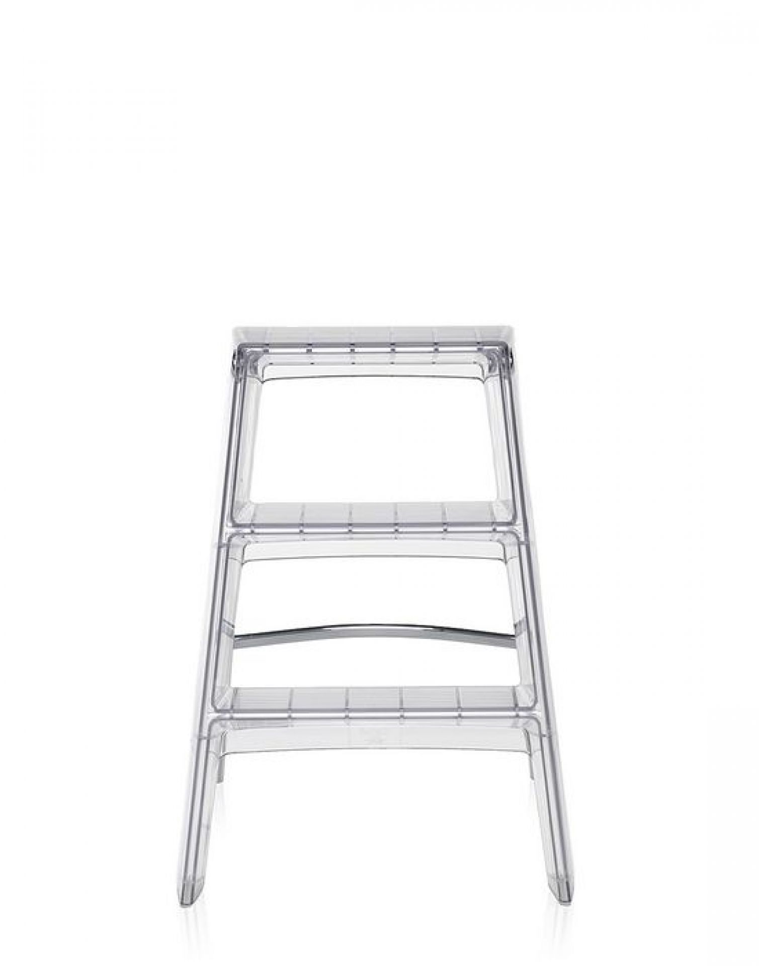Transparente Upper Klappleiter von Kartell, moderne Tritthocker Leiter aus Kunststoff für den Haushalt.
