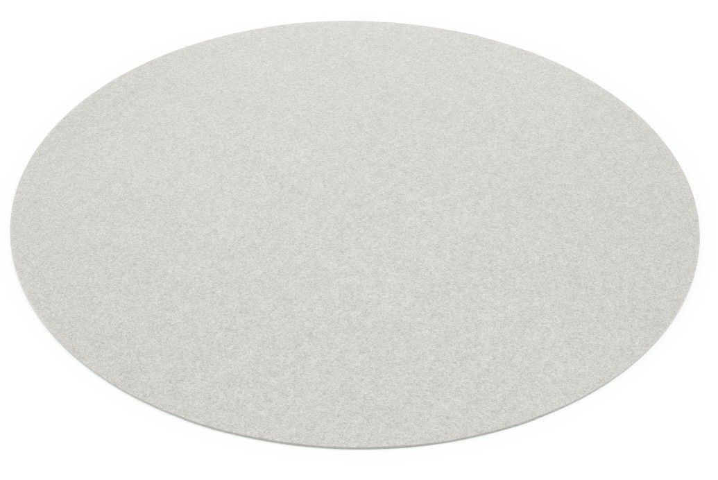 Runder, hellgrauer Teppich Bigdot von HEY-SIGN, hergestellt aus hochwertigem Wollfilz, modernes Design für Wohnzimmer.