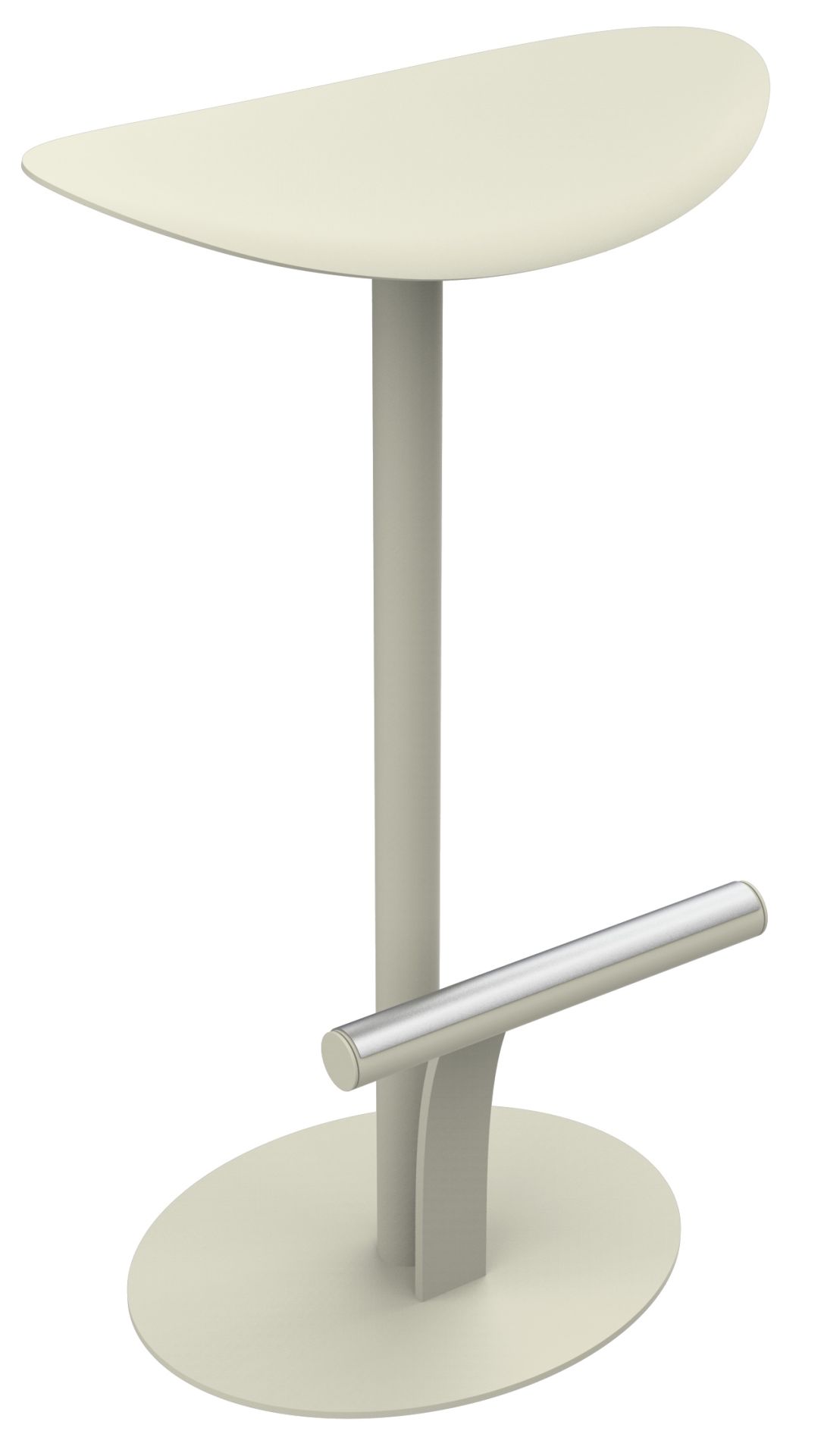 Bolder hoher Hocker von Fermob, Outdoor-Barhocker in Beige mit Fußstütze und runder Sitzfläche.