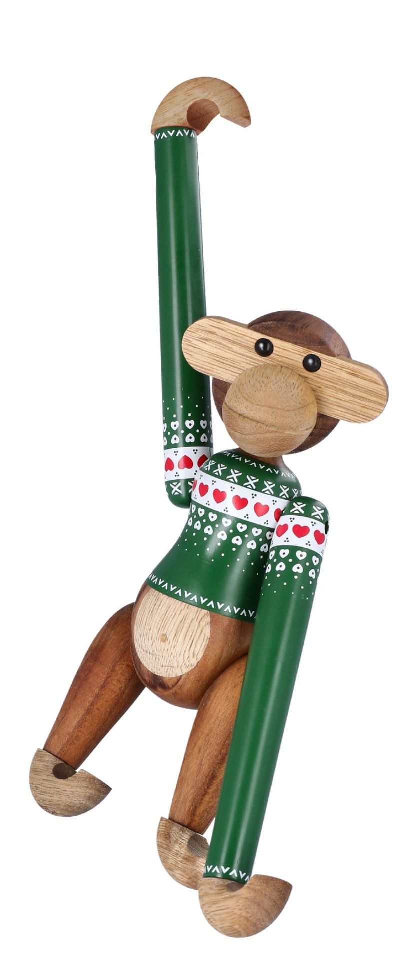 Kersttrui-aapje groen klein houten beeldje Kay Bojesen 