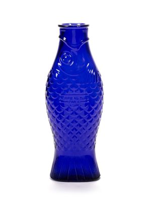 Kobaltblaue Fischflasche von Serax, Glasflasche in Fischform, dekorative Flasche für Wasser, Saft oder Wein.