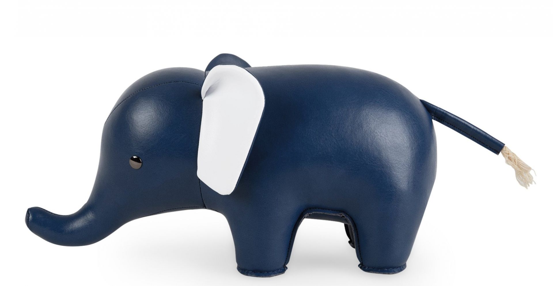 Zuny Buchstütze Classic Elefant in Mitternachtsblau und Weiß, dekoratives Wohnaccessoire für Bücherregale.