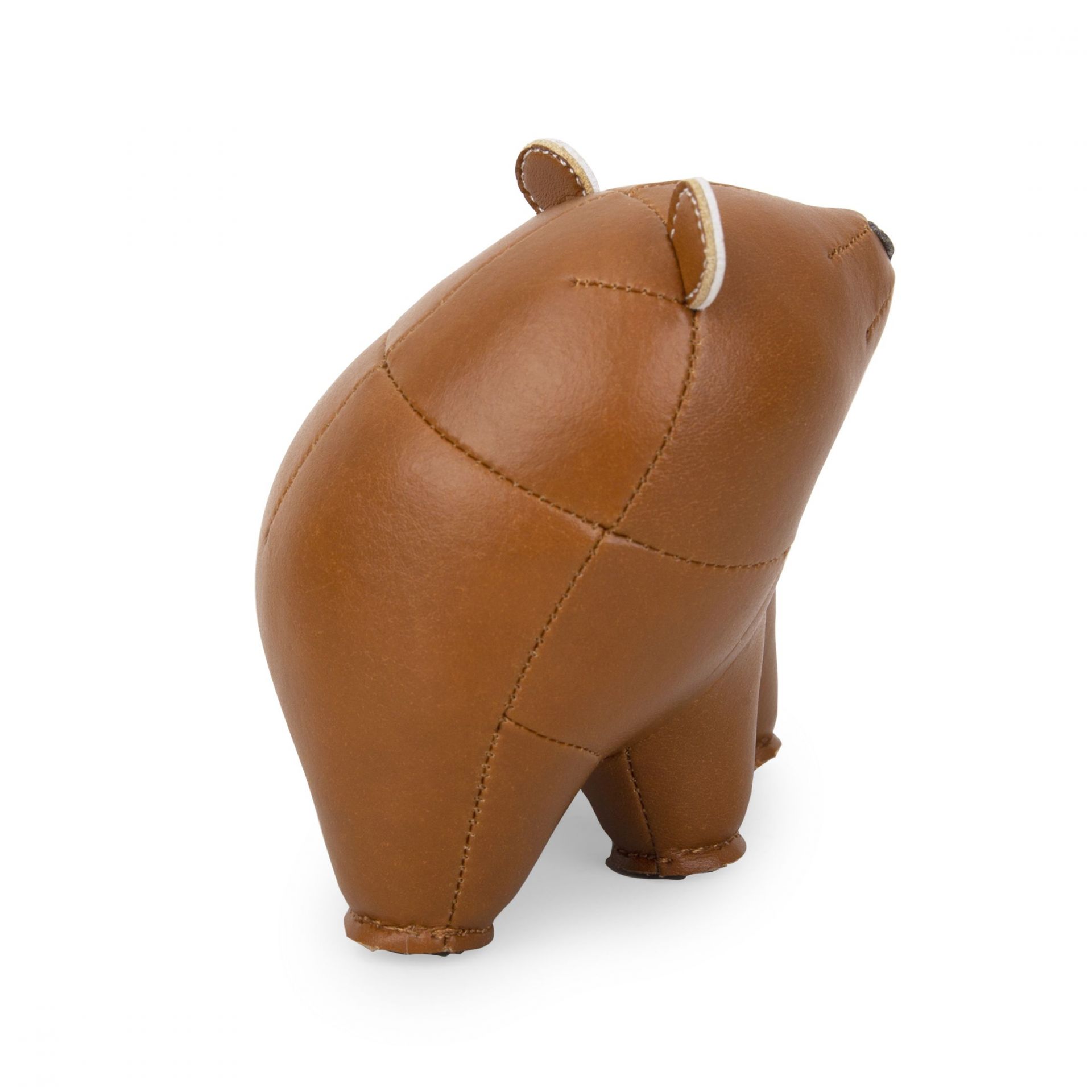 Briefbeschwerer Bär Bero in Tan und Weizen: Dekorativer, brauner Bär aus Kunstleder als Buchstütze.