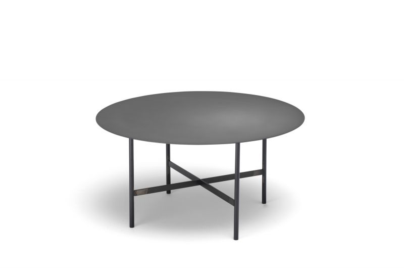 BETA Couchtisch von Müller Möbelfabrikation, groß, rund, rauchfarben matt, modernes Design.