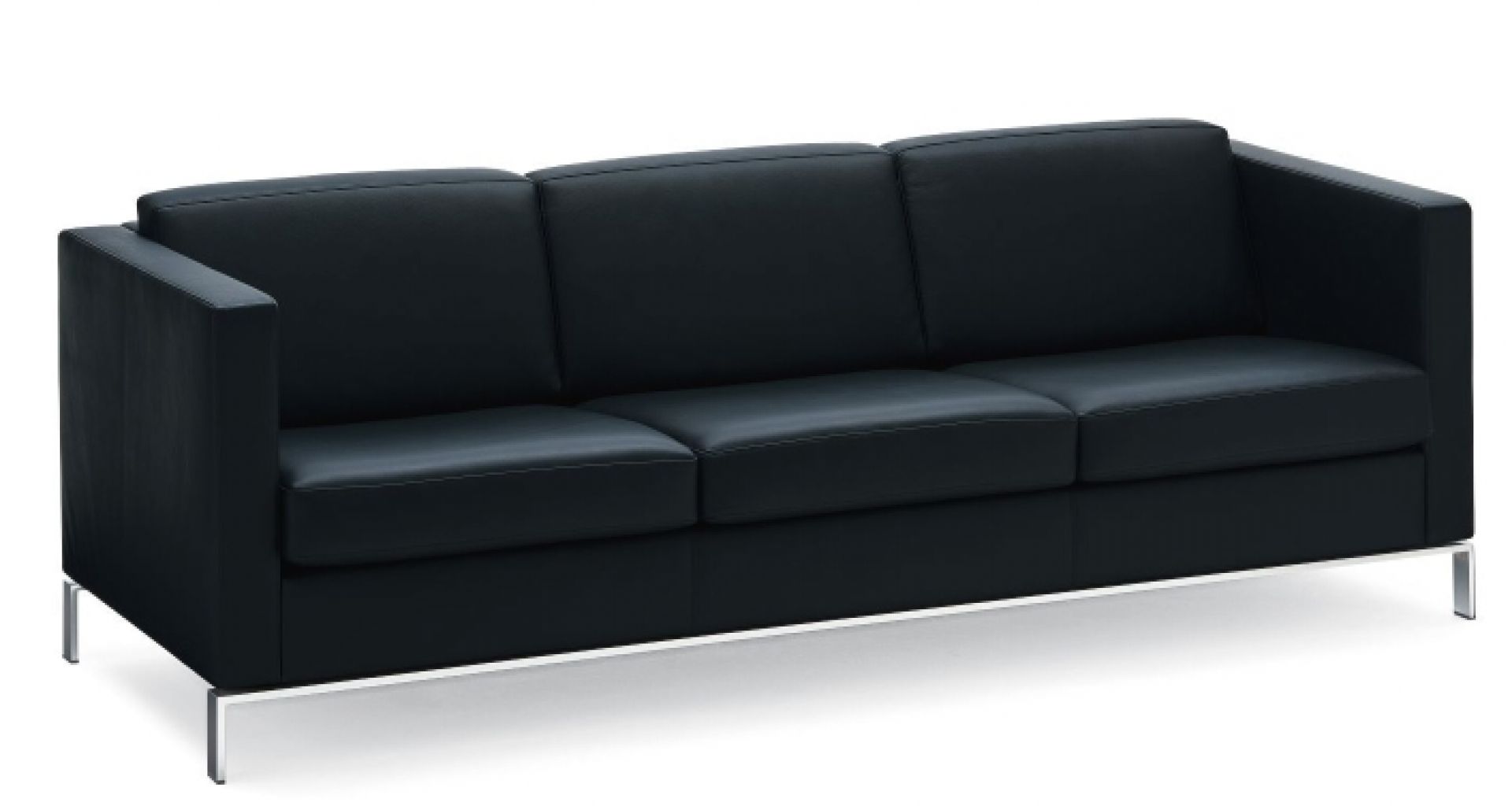 Schwarzes FOSTER Sofa von Walter Knoll mit drei Sitzen und Stahlgestell.