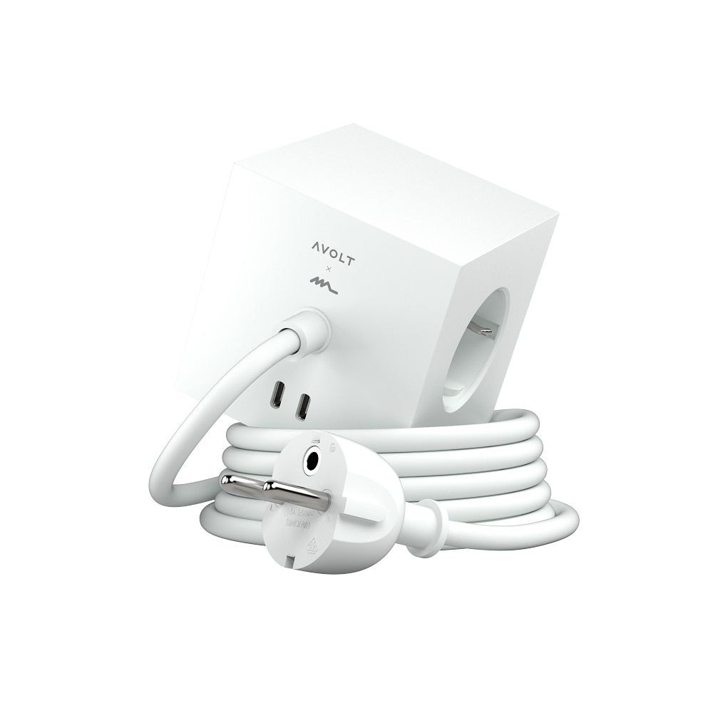 Square 1 - Avolt stopcontactblok met USB-C OPAL WIT dfp Design UNIEK EXEMPLAAR 