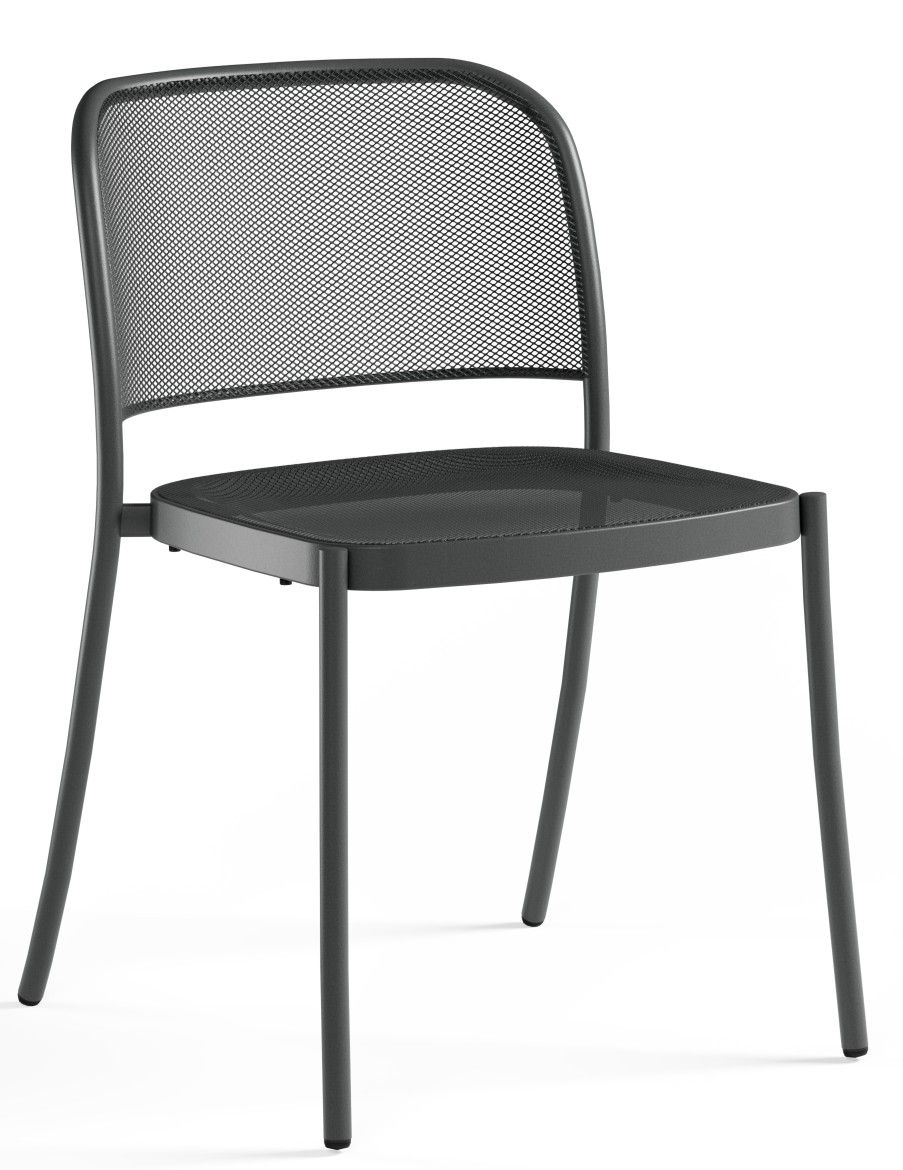 Café Chair Stuhl von Emu für den Außenbereich, Stahlgestell in Anthrazit, modernes Design.