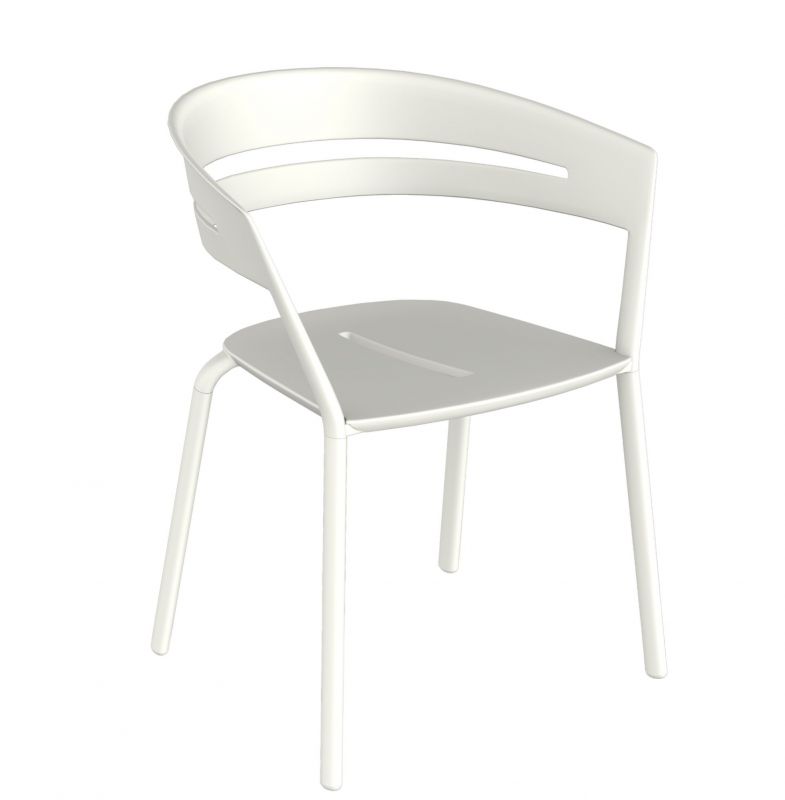 Weißer Ria Stuhl mit Armlehnen, moderner Designstuhl für Esszimmer und Küche.