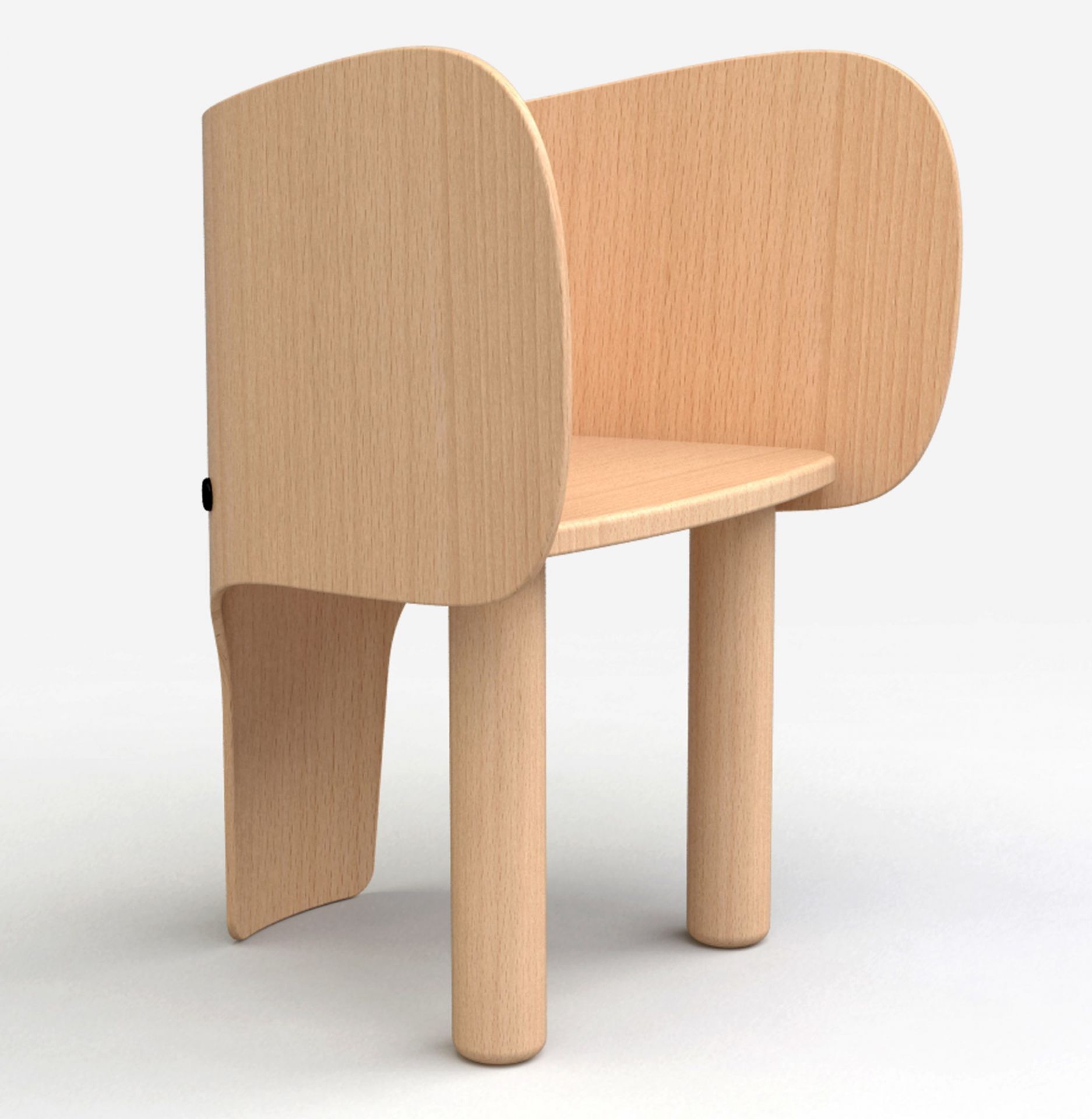 Holzfarbener Elephant Chair Kinderstuhl EO, minimalistisches Design mit abgerundeten Formen. Kinderzimmer Möbel.
