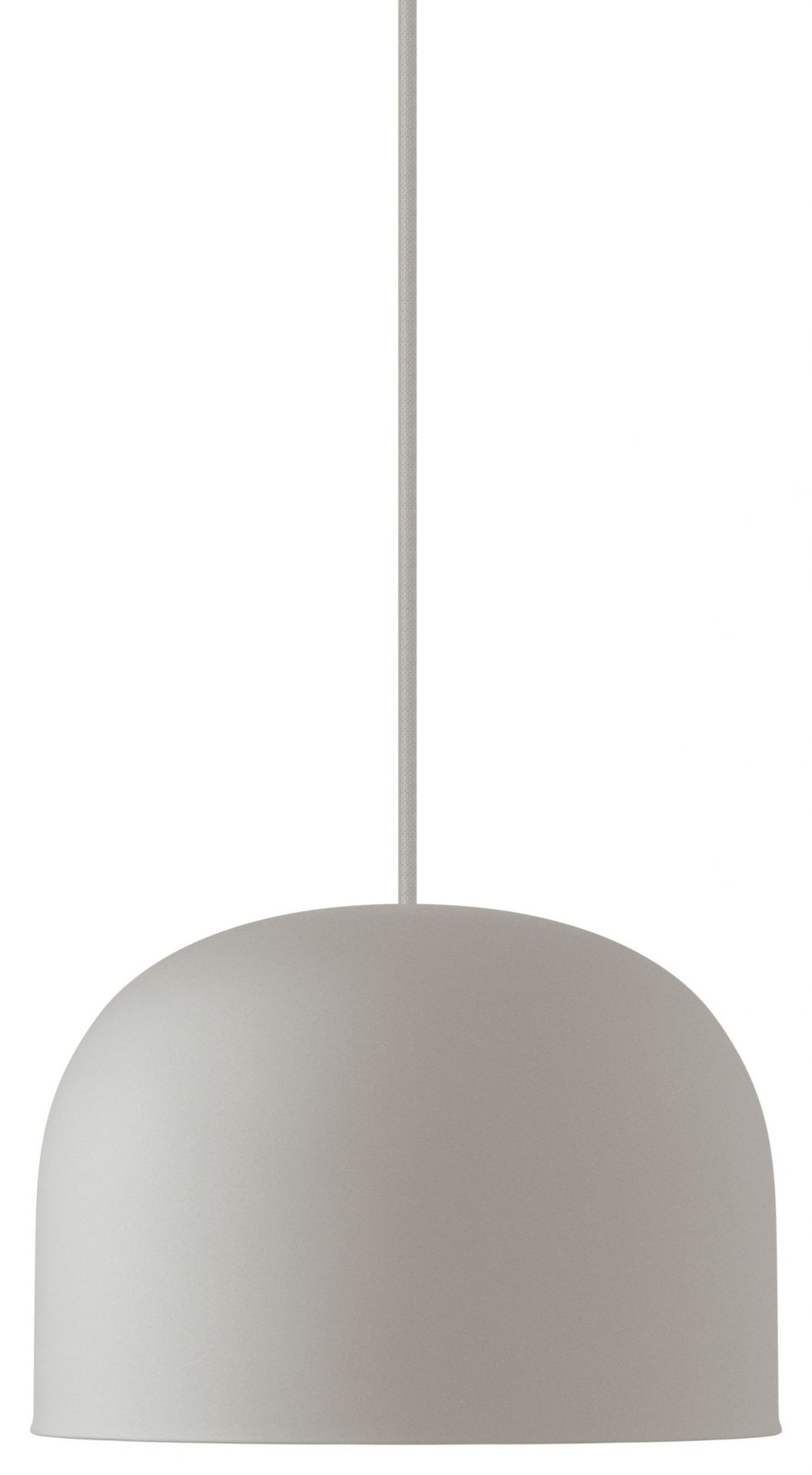 Nahaufnahme der grauen Quay Hängeleuchte von Eva Solo, Durchmesser 22 cm, modernes Design.