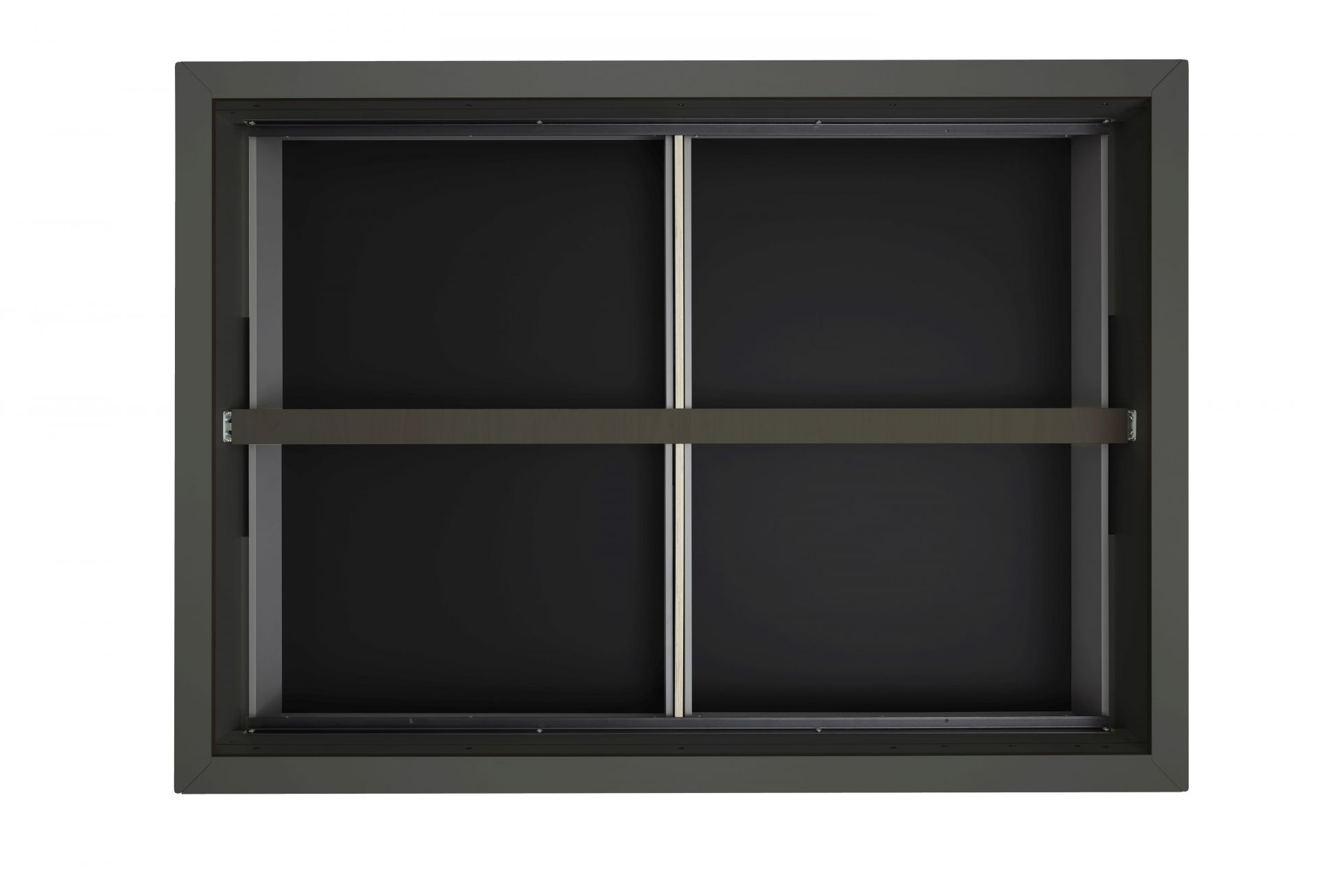 Detailaufnahme des Spaze Bett von Müller Möbelwerkstätten mit schwarzem Lattenrost und schlichtem Design.