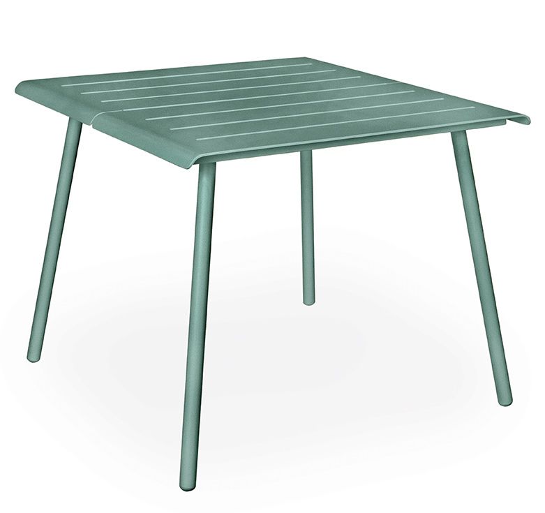 Weishäupl Vapio Tisch Outdoor, quadratischer Gartentisch aus Metall in Grün, ideal für Balkon und Terrasse.