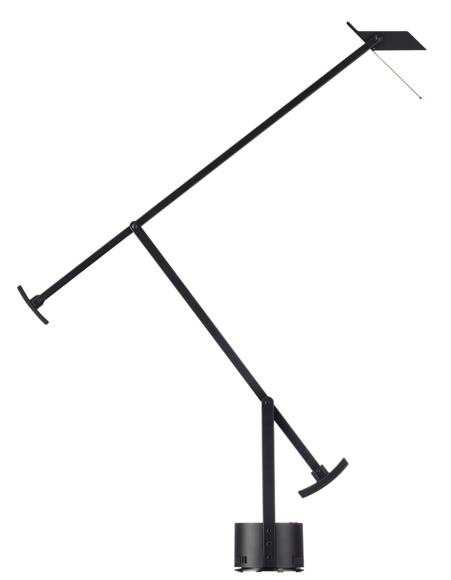 Schwarze Tizio Tischleuchte von Artemide, flexible Schreibtischlampe mit verstellbarem Arm und modernem Design.