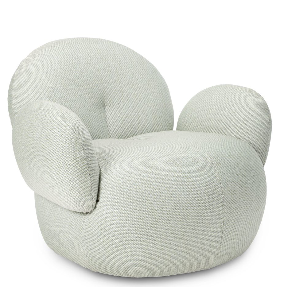 Nana Sessel von Freifrau Manufaktur, hellgrüner Outdoor Loungesessel mit abgerundeten Armlehnen für Garten und Terrasse.