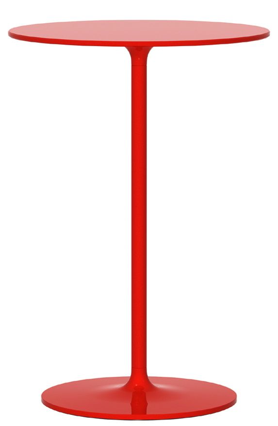 Roter Poppy Beistelltisch von Rexite, runder Tisch mit zentralem Fuß, modernes Design.