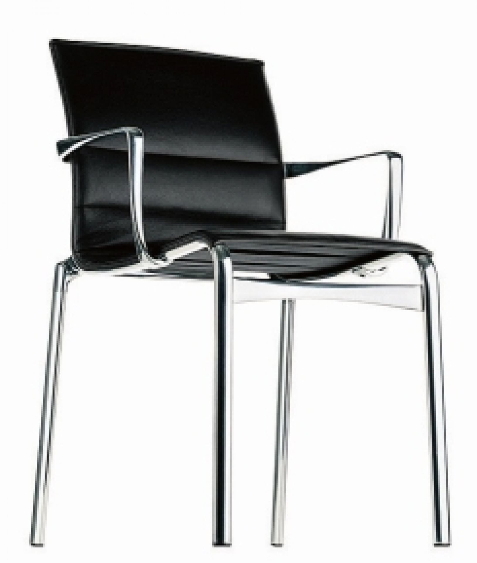 Schwarzer Bigframe Stuhl von Alias mit verchromtem Gestell, ideal für Büro und Konferenzräume.