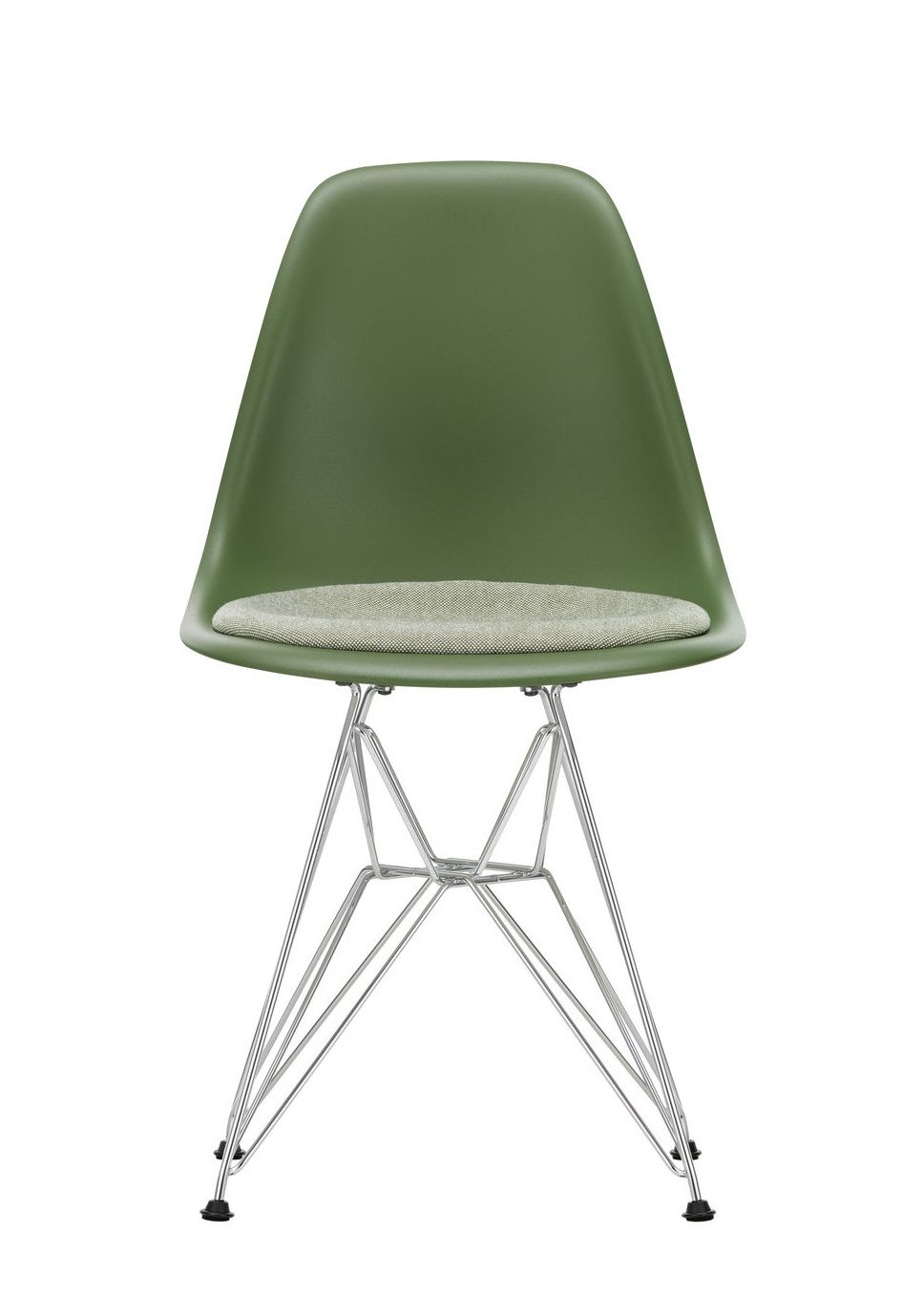Eames Fiberglass Chair DSR-stoel met zitkussen van Vitra