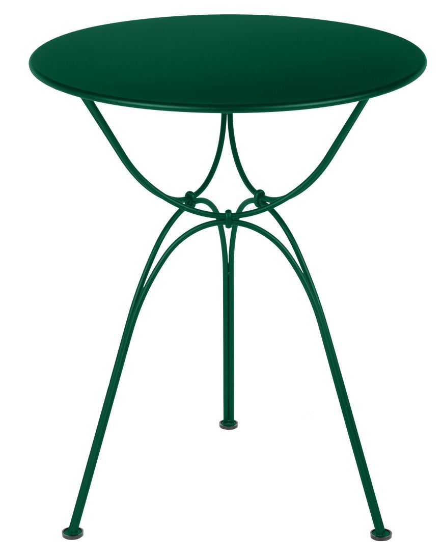 Grüner Airloop Tisch von Fermob, runder Outdoor-Tisch mit filigranem Metallgestell für Garten und Balkon.