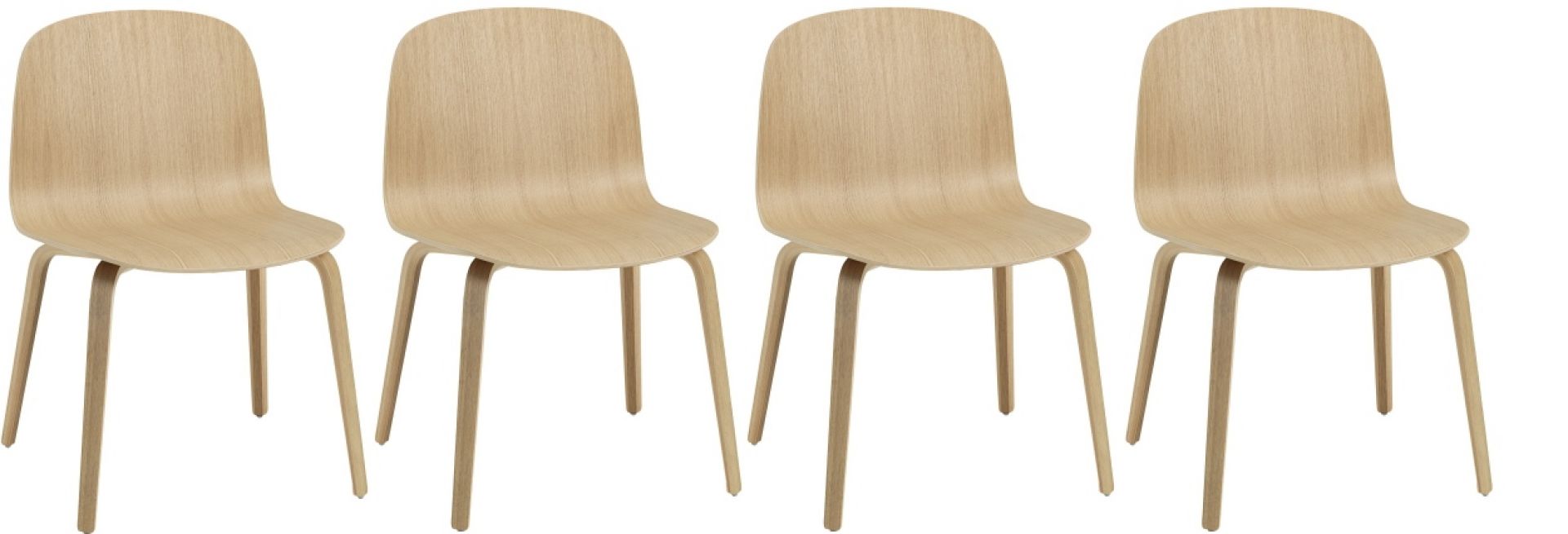 Aanbieding: Visu Chair Wood Base stoelen, set van 4, Muuto, UNIEK EXEMPLAAR