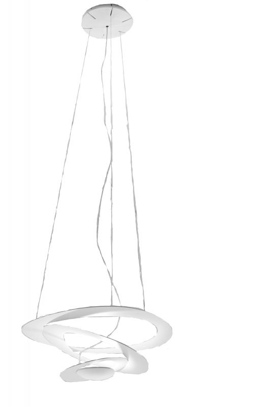 Weiße Pirce Micro LED Pendelleuchte von Artemide, moderne Hängelampe für Wohnzimmer und Esszimmer.