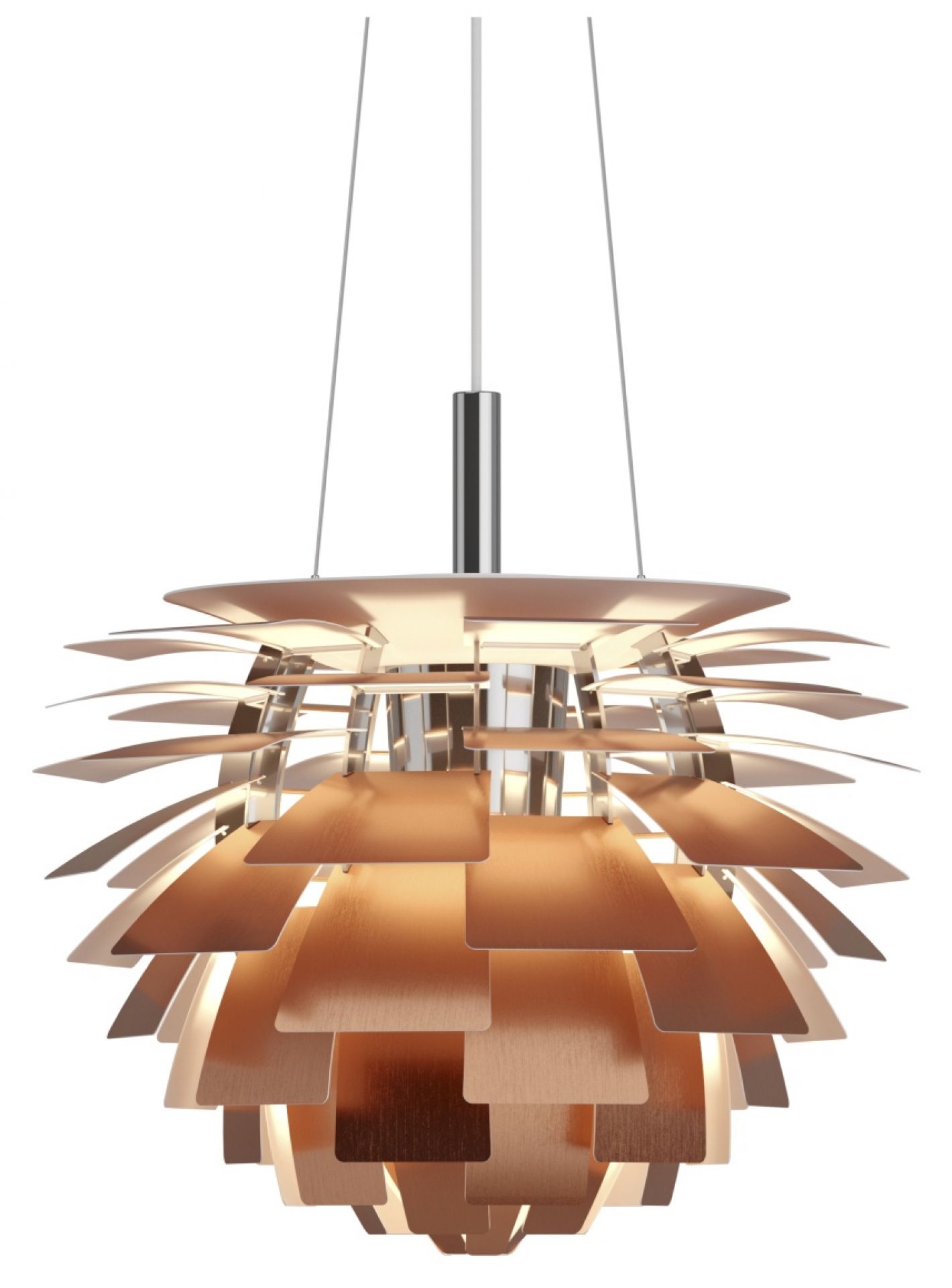 PH Artichoke Pendelleuchte in Kupfer von Louis Poulsen, moderne Designerlampe für Wohnräume.