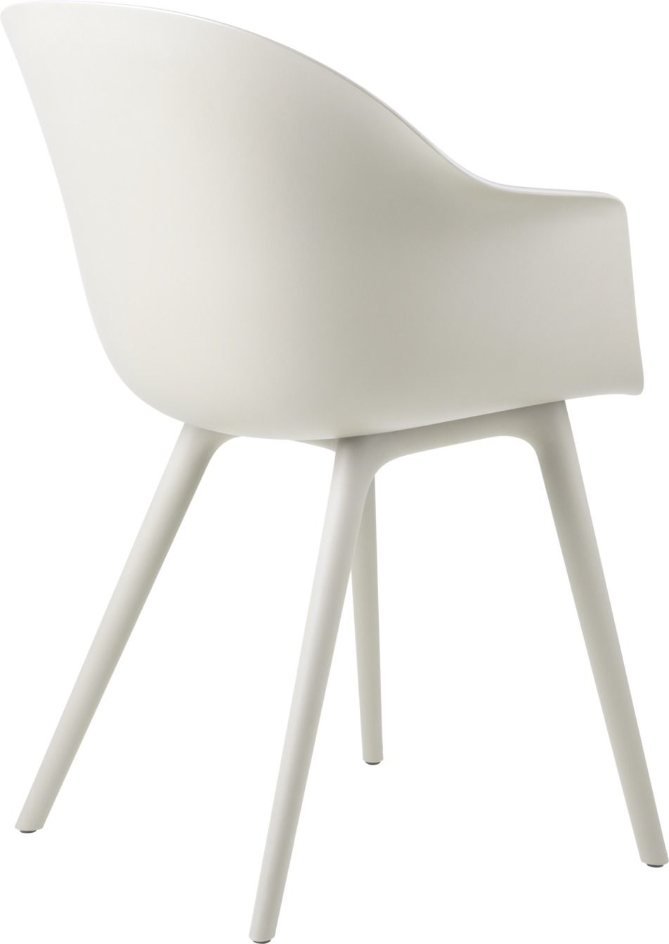 Weißer Bat Chair Esszimmerstuhl von Gubi für den Außenbereich, Ansicht von hinten.