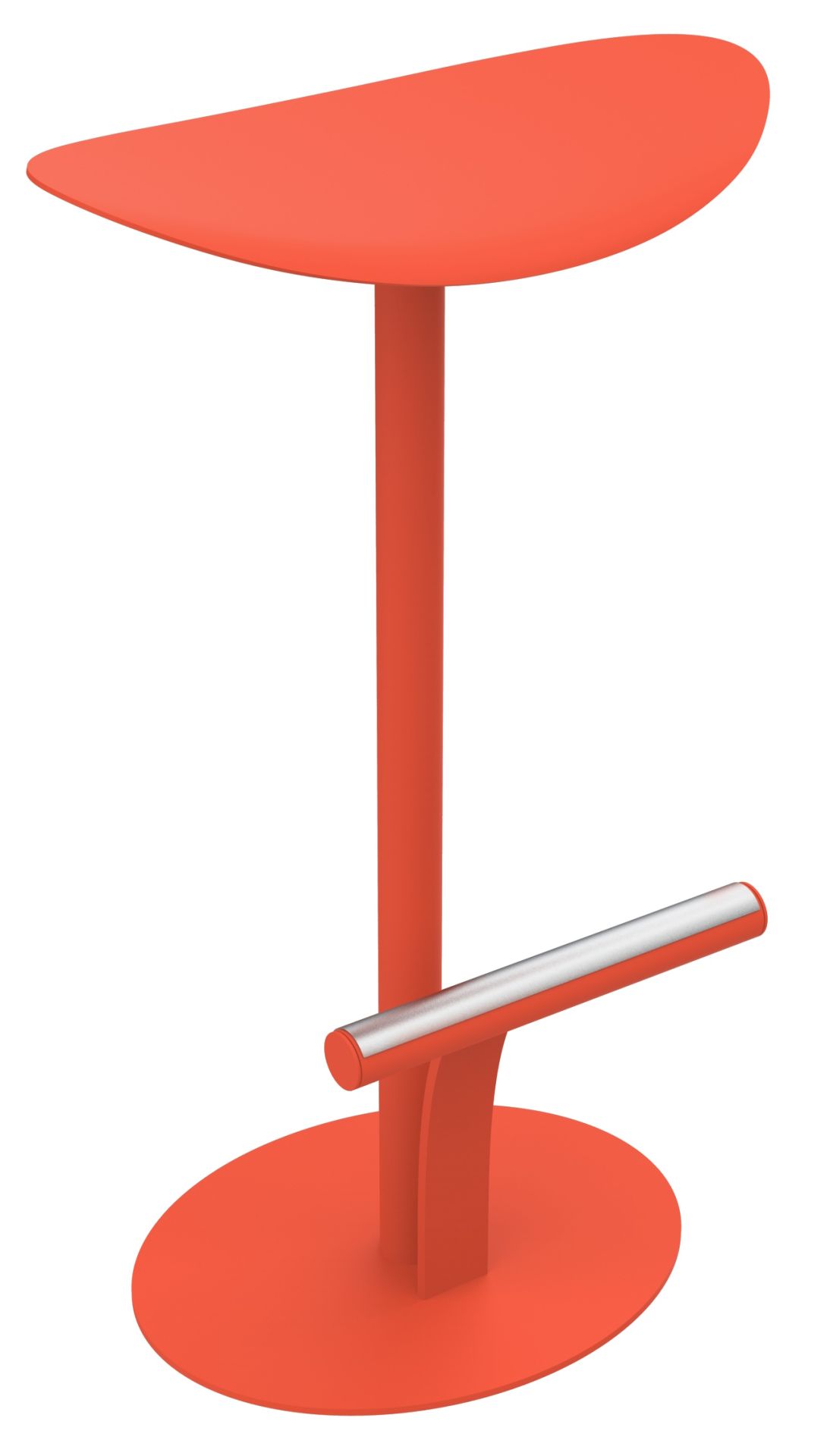 Bolder Hoher Hocker von Fermob für den Außenbereich, orangefarben, mit Fußstütze aus Metall.